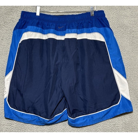 Nike Shorts Mens 2XL Lined Swim Trunks Athletic Drawstring Blue White Colorblock - Picture 9 of 10